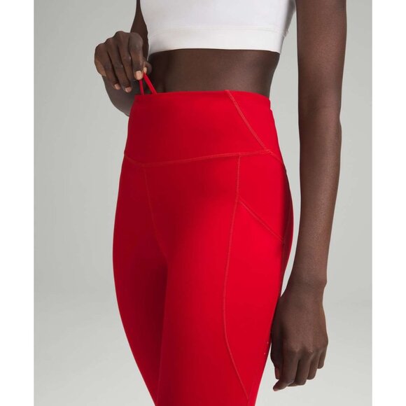 Lululemon Fast & Free High Rise Tights With Pockets 25" Inseam Dark Red Size 12 - Picture 2 of 3
